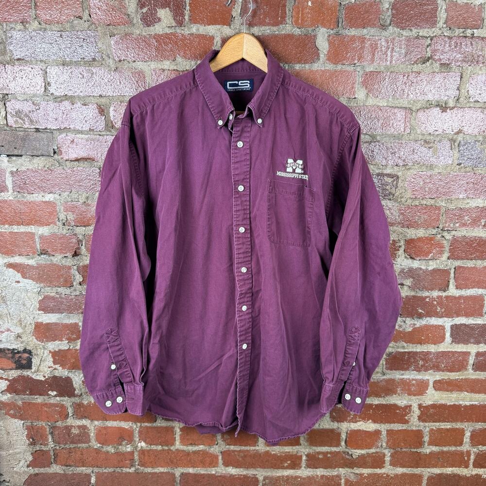 Mississippi State Bulldogs Shirt Mens XL Red NCAA Football Crable Button Up